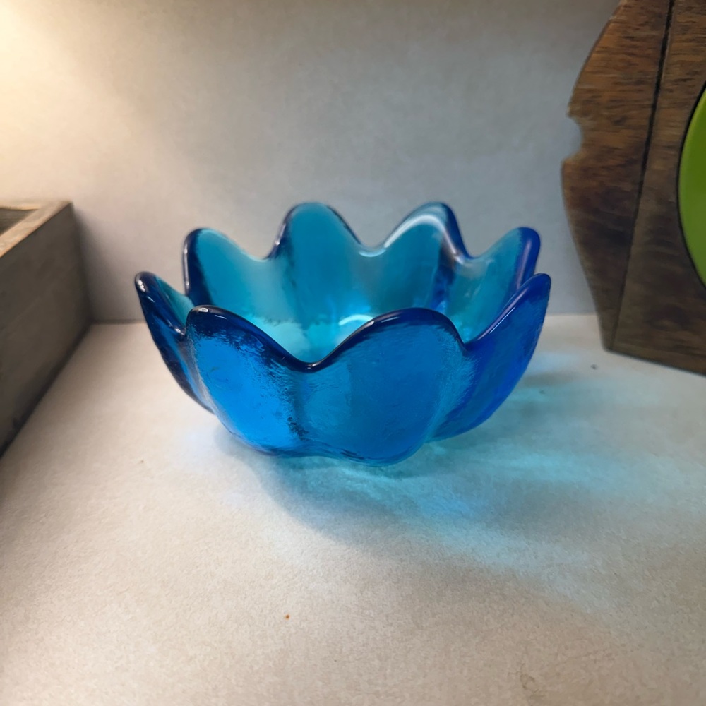 Blue Glass Decorative Bowl